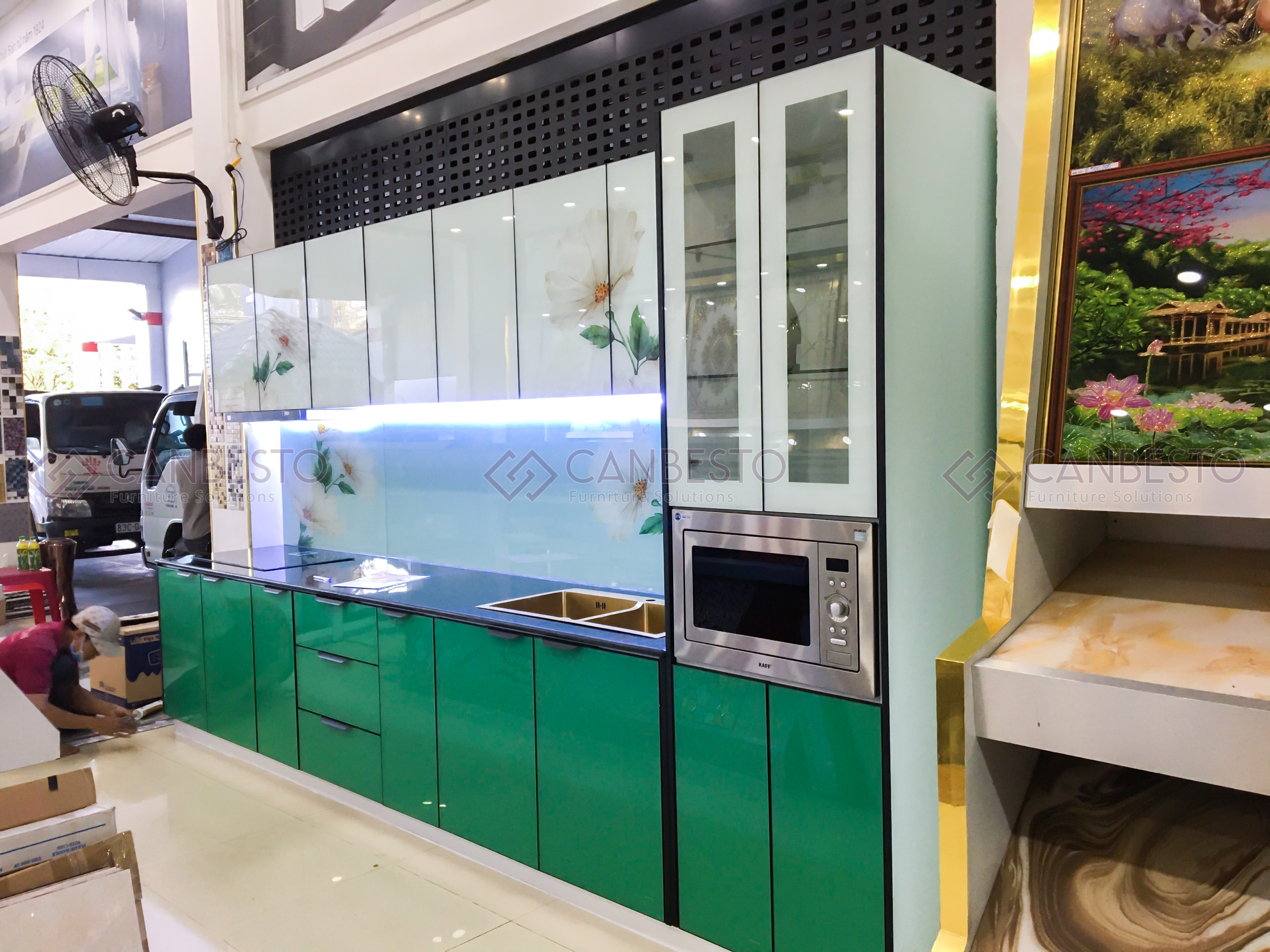 Tủ bếp nhôm kính, thiết kế nội thất tại Biên Hòa - Đồng Nai.